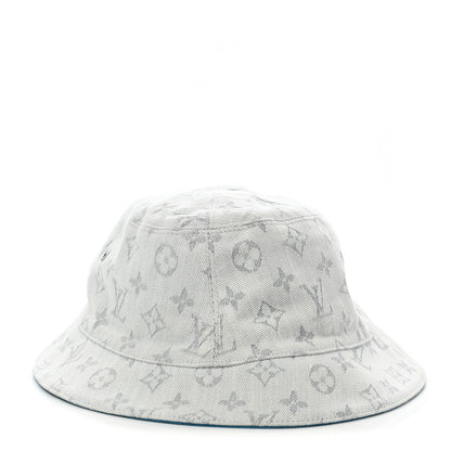 Louis Vuitton Monogram Denim Transformable Bob Bucket Hat 60 White Blue 3 of 9