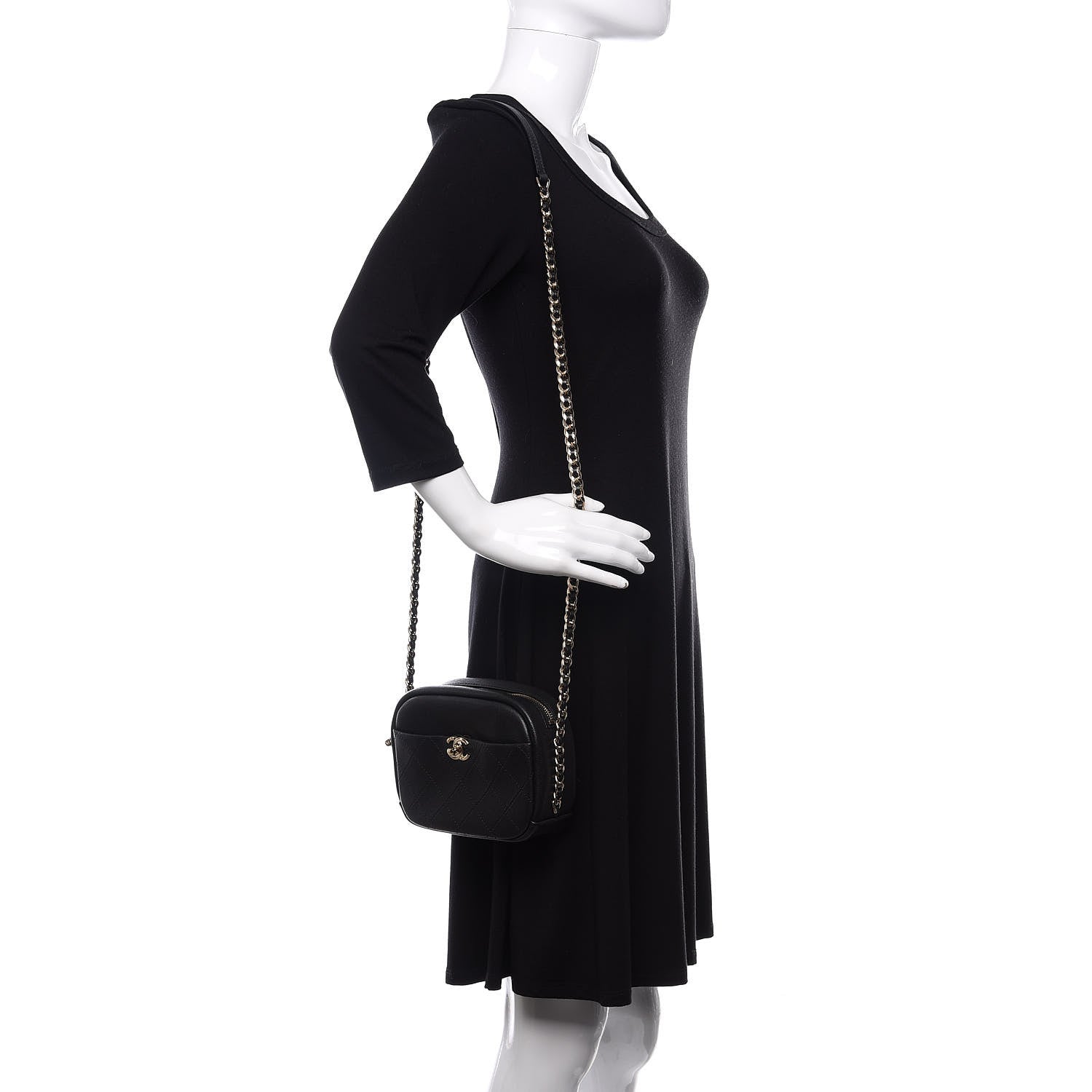 Chanel Goatskin Quilted Small Casual Trip Camera Case Black 2 of 15