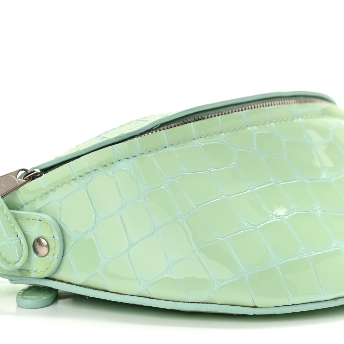 Shiny Calfskin Crocodile Embossed XXS Souvenir Belt Bag Green