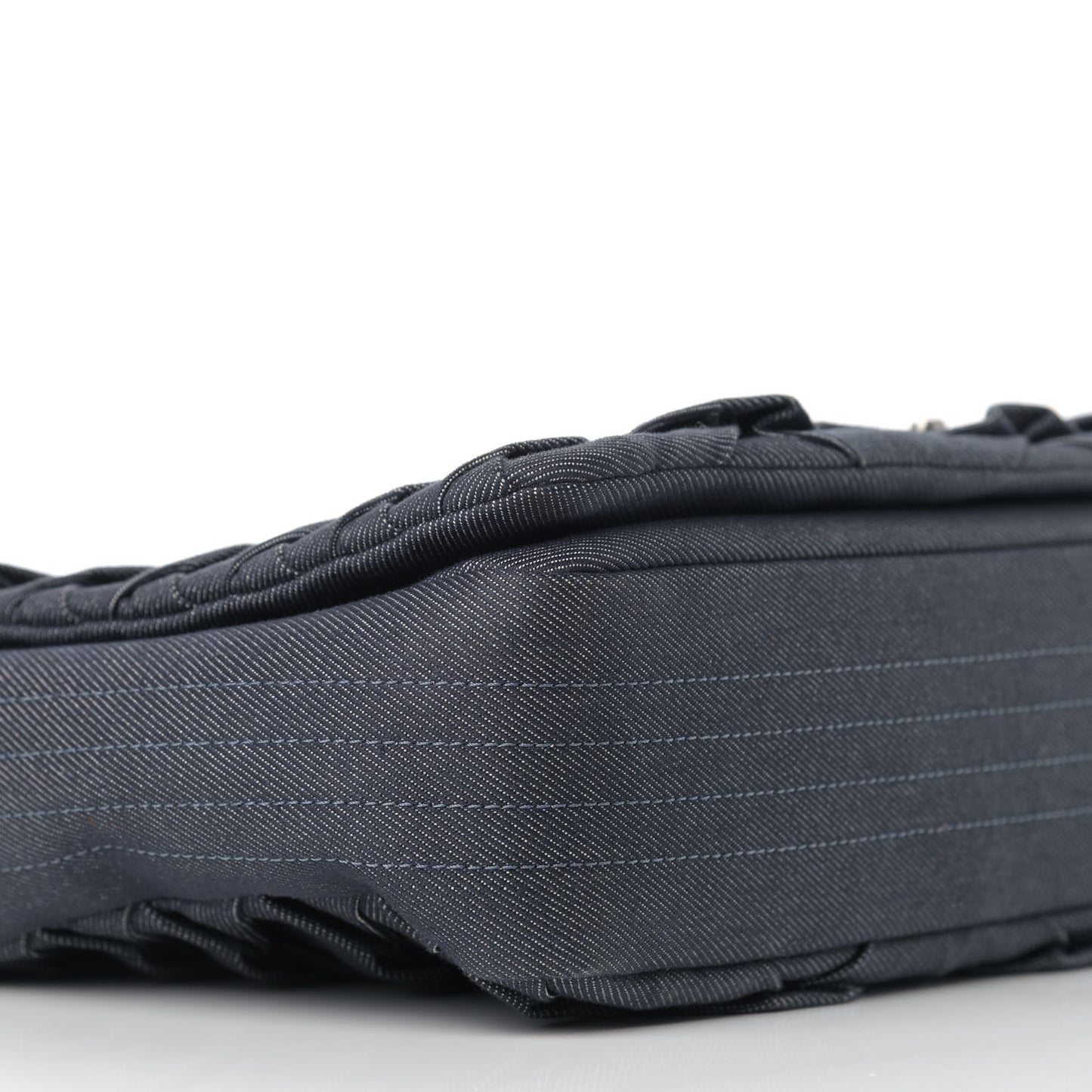 Denim Pleated Denim Turtle Flap Dark Blue