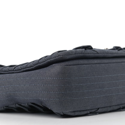 Chanel Denim Pleated Denim Turtle Flap Dark Blue 7 of 8