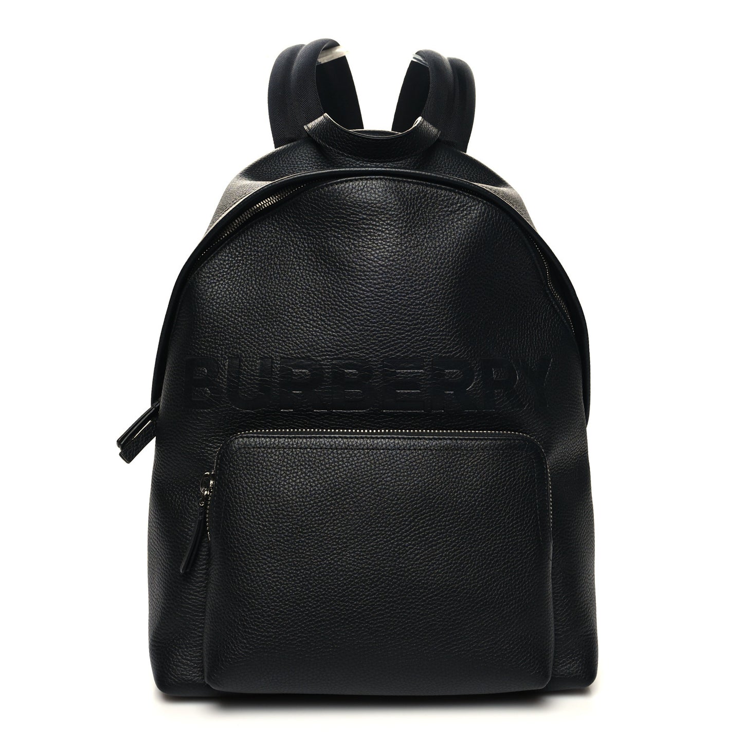 Calfskin Logo Embossed Backpack Black