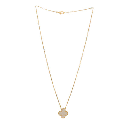 Van Cleef & Arpels 18K Yellow Gold Mother of Pearl Vintage Alhambra Pendant Necklace 3 of 7