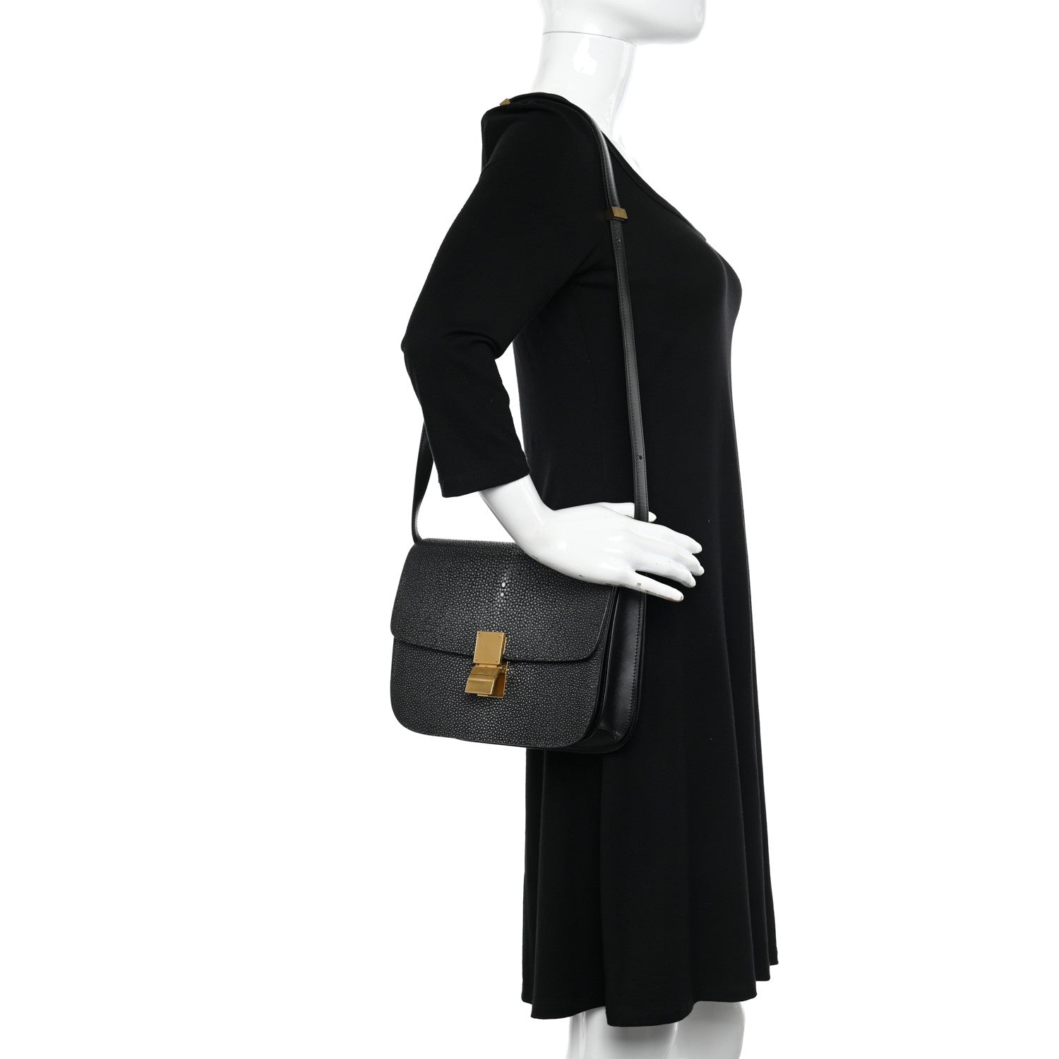 Celine Stingray Medium Classic Box Flap Bag Black 2 of 10