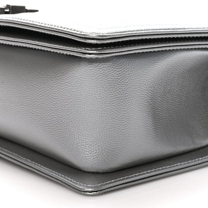 Chanel Metallic Caviar Quilted Medium Boy Flap Silver 10 of 11