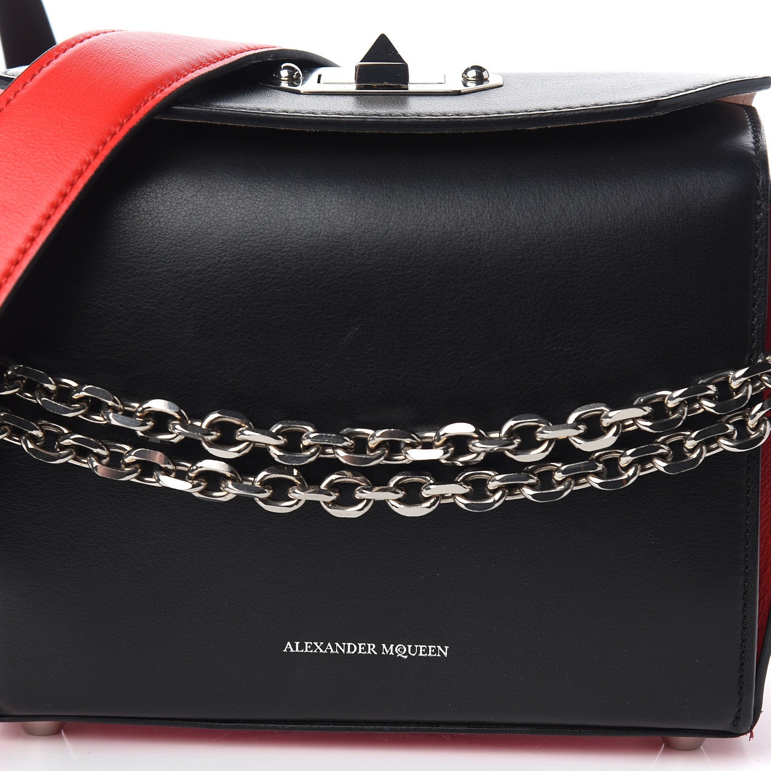 Alexander McQueen Grained Calfskin Box Shoulder Bag 16 Black Pink 10 of 10