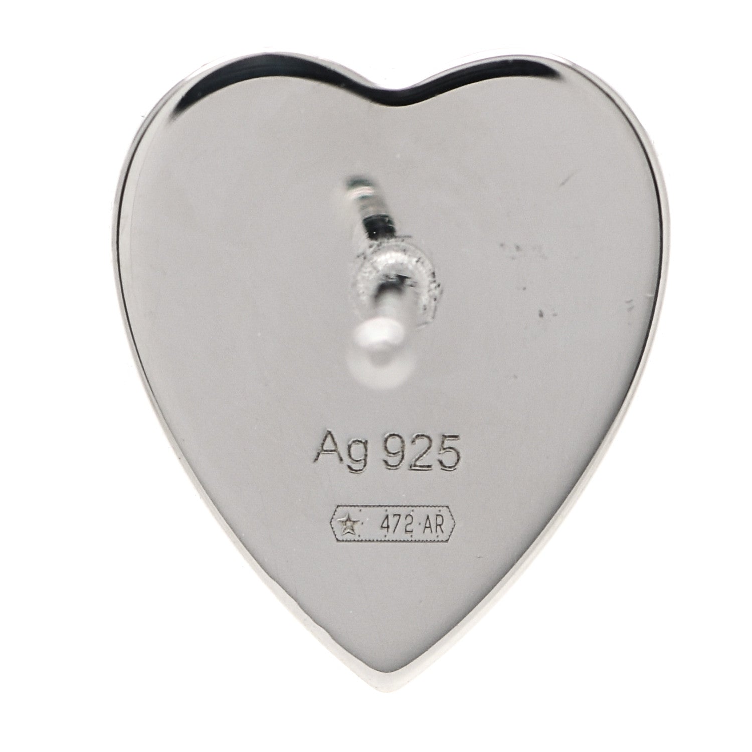Gucci Sterling Silver Trademark Heart Stud Earrings 4 of 5