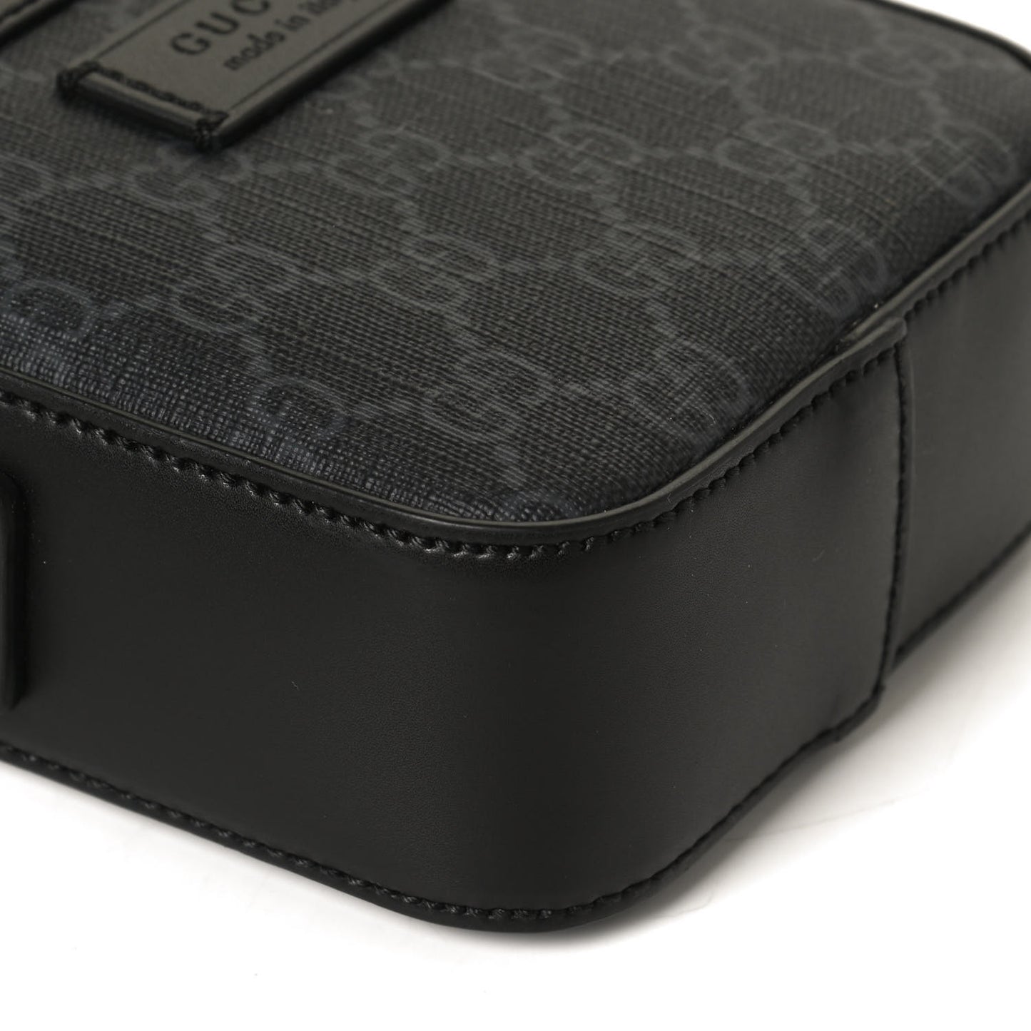 GG Supreme Monogram Appia Calfskin Web Messenger Bag Black
