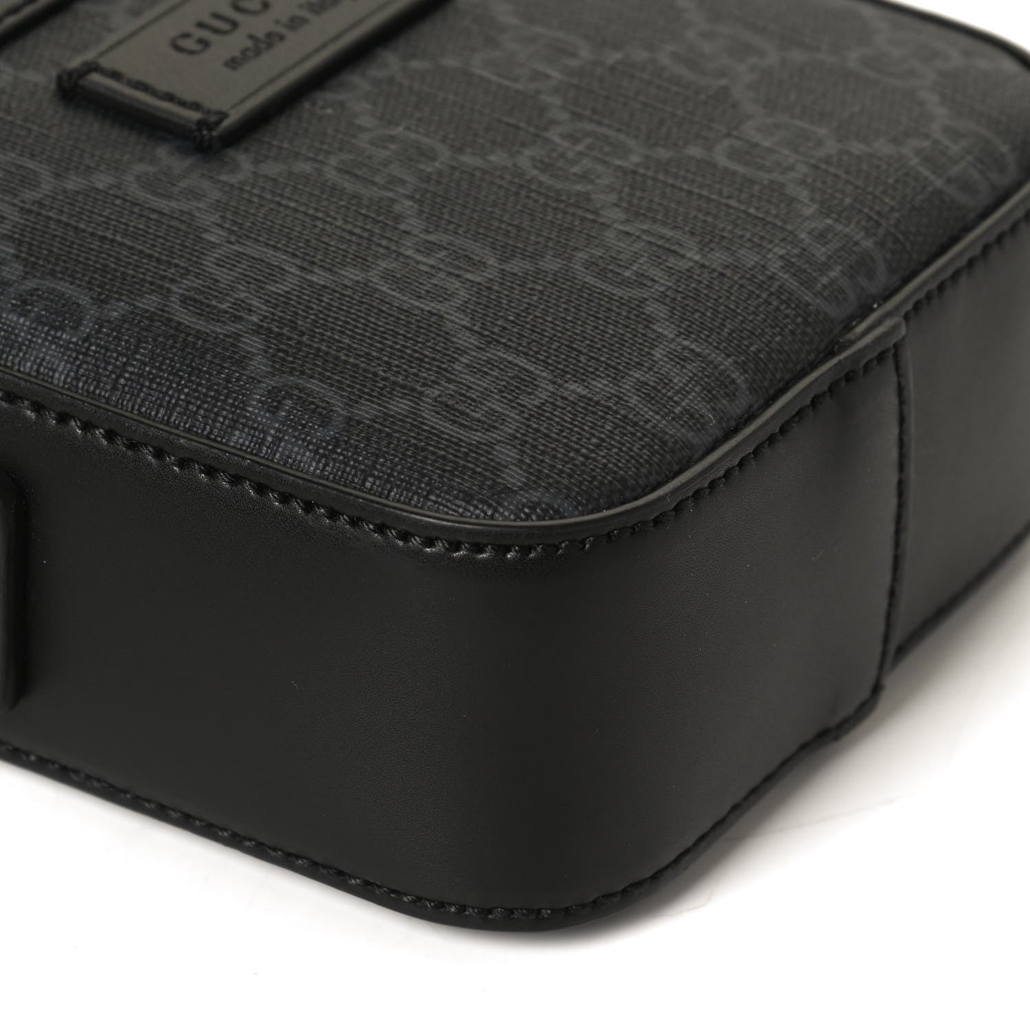 Gucci GG Supreme Monogram Appia Calfskin Web Messenger Bag Black 10 of 11