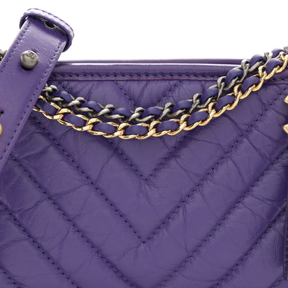 Chanel Aged Calfskin Chevron Quilted Small Gabrielle Hobo Purple 8 of 11