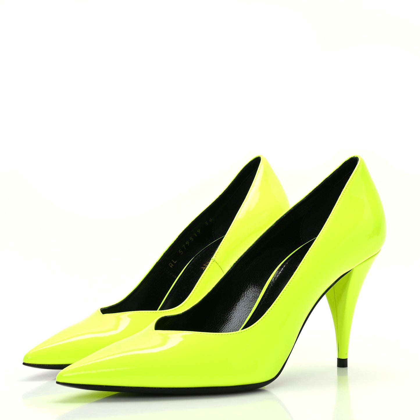 Patent Calfskin Kiki 85 Pumps 36 Yellow Fluo