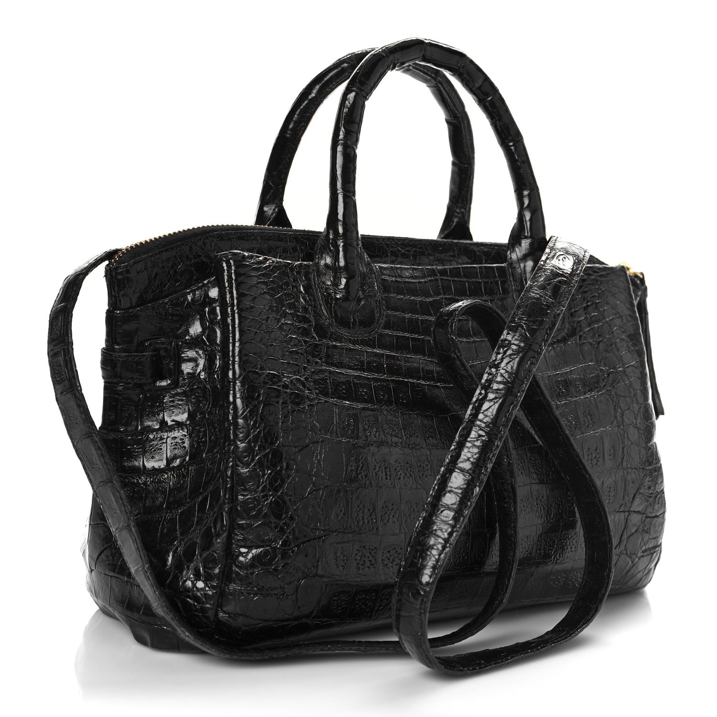 Crocodile Cristina Satchel Black