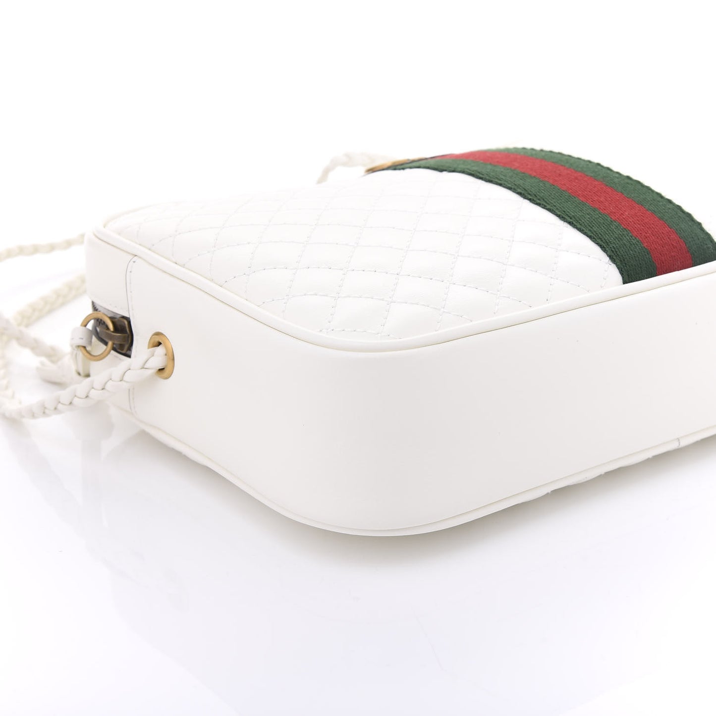 Calfskin Web Trapuntata Small Shoulder Bag Off White