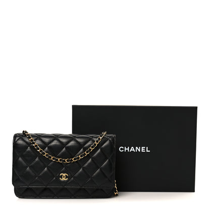Chanel Lambskin Quilted Wallet On Chain WOC Black 12 of 12