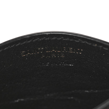 Saint Laurent Calfskin Crocodile Embossed Monogram Credit Card Case Black 6 of 8