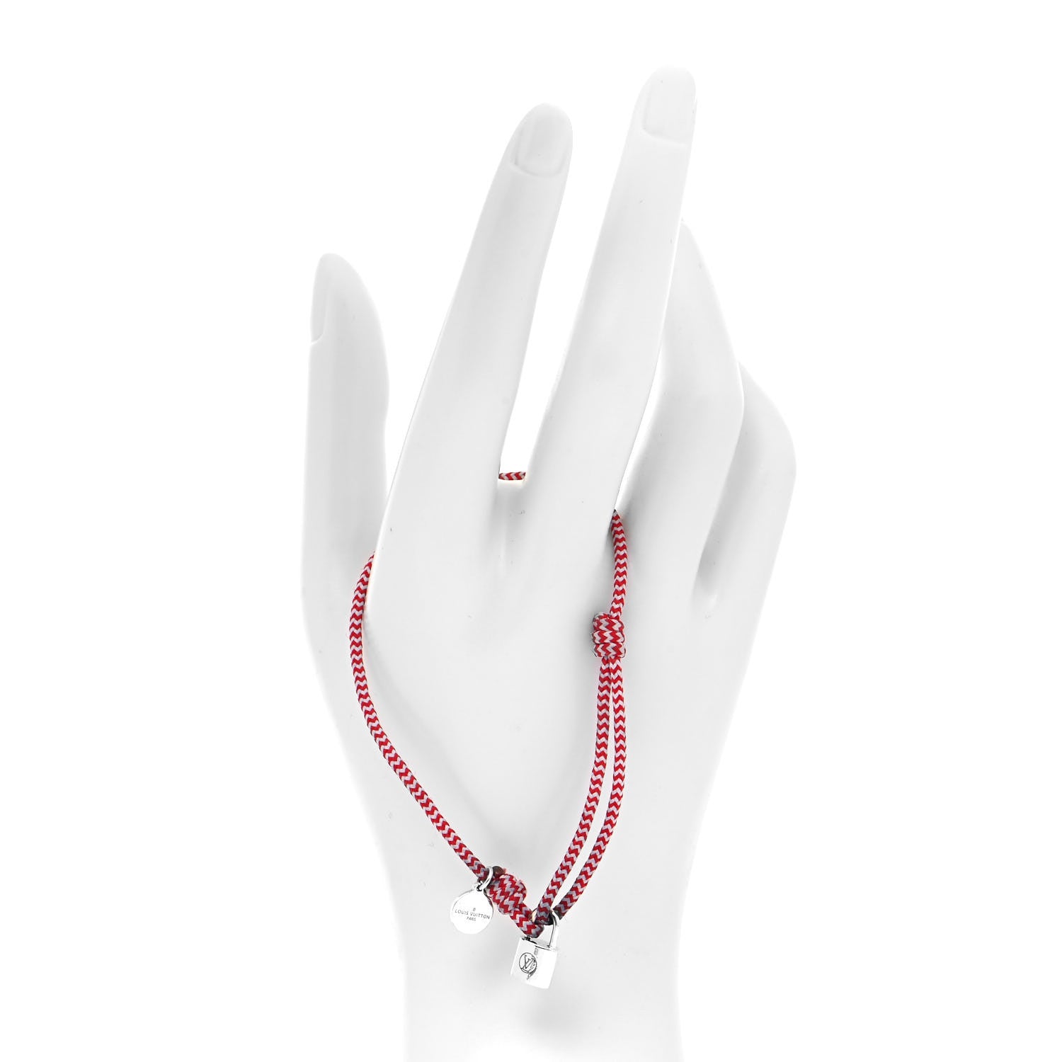 Louis Vuitton X UNICEF Sterling Silver Lockit Bracelet Red White 2 of 5