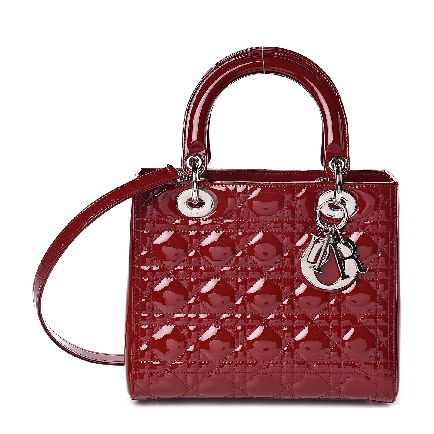 Patent Cannage Medium Lady Dior Red