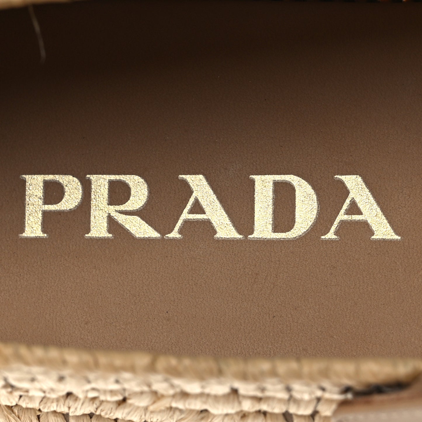 Raffia Metal Triangle Logo Ballet Flats 38.5 Natural