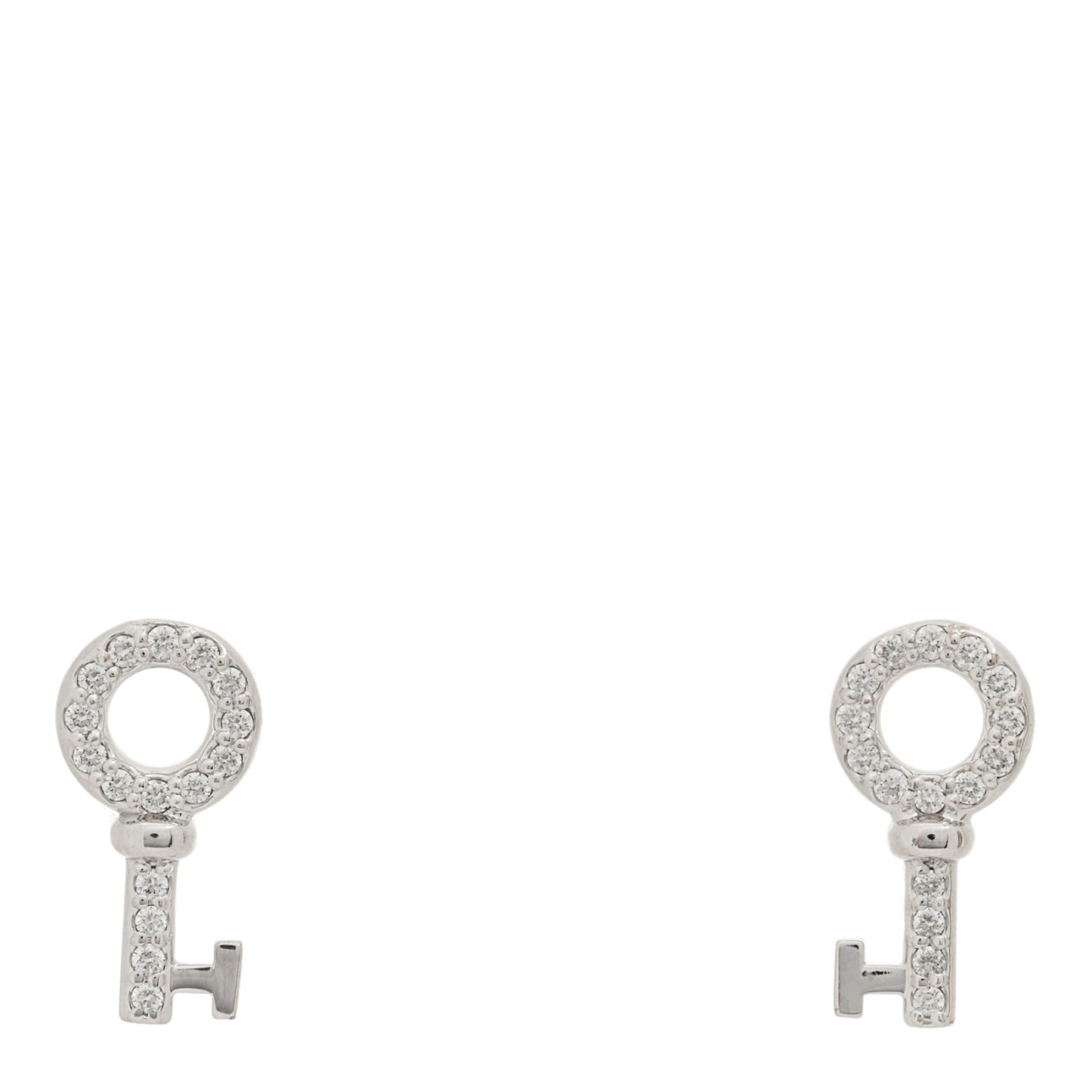 18K White Gold Diamond Mini Key Earrings