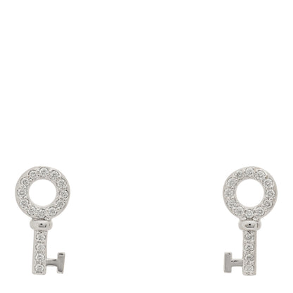 Tiffany 18K White Gold Diamond Mini Key Earrings 1 of 5
