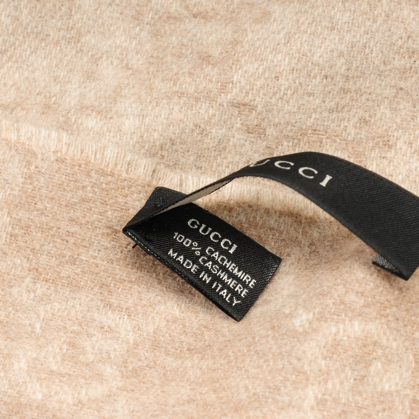 Cashmere Monogram Fringe Scarf Beige