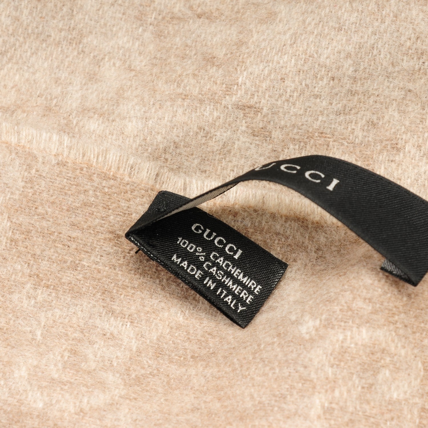 Gucci Cashmere Monogram Fringe Scarf Beige 4 of 4