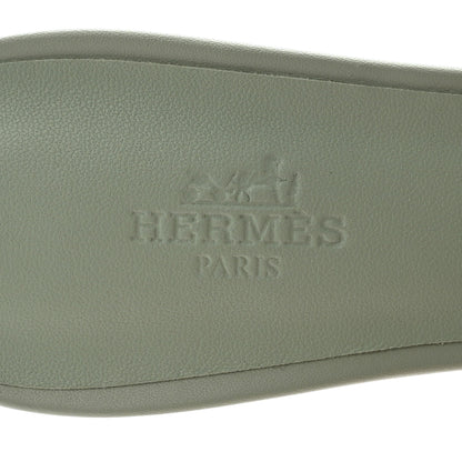 Hermes Calfskin Oasis Sandals 37 Vert D'eau 8 of 10