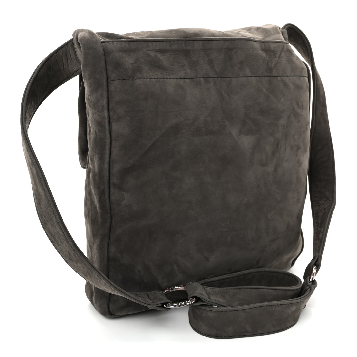 Suede Calfskin Zip Top Cross Patch Crossbody Bag Black Grey