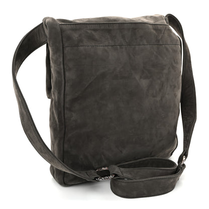 Chrome Hearts Suede Calfskin Zip Top Cross Patch Crossbody Bag Black Grey 3 of 9