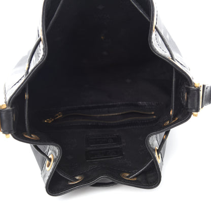 MCM Nylon Monogram Drawstring Bucket Bag Black 5 of 10