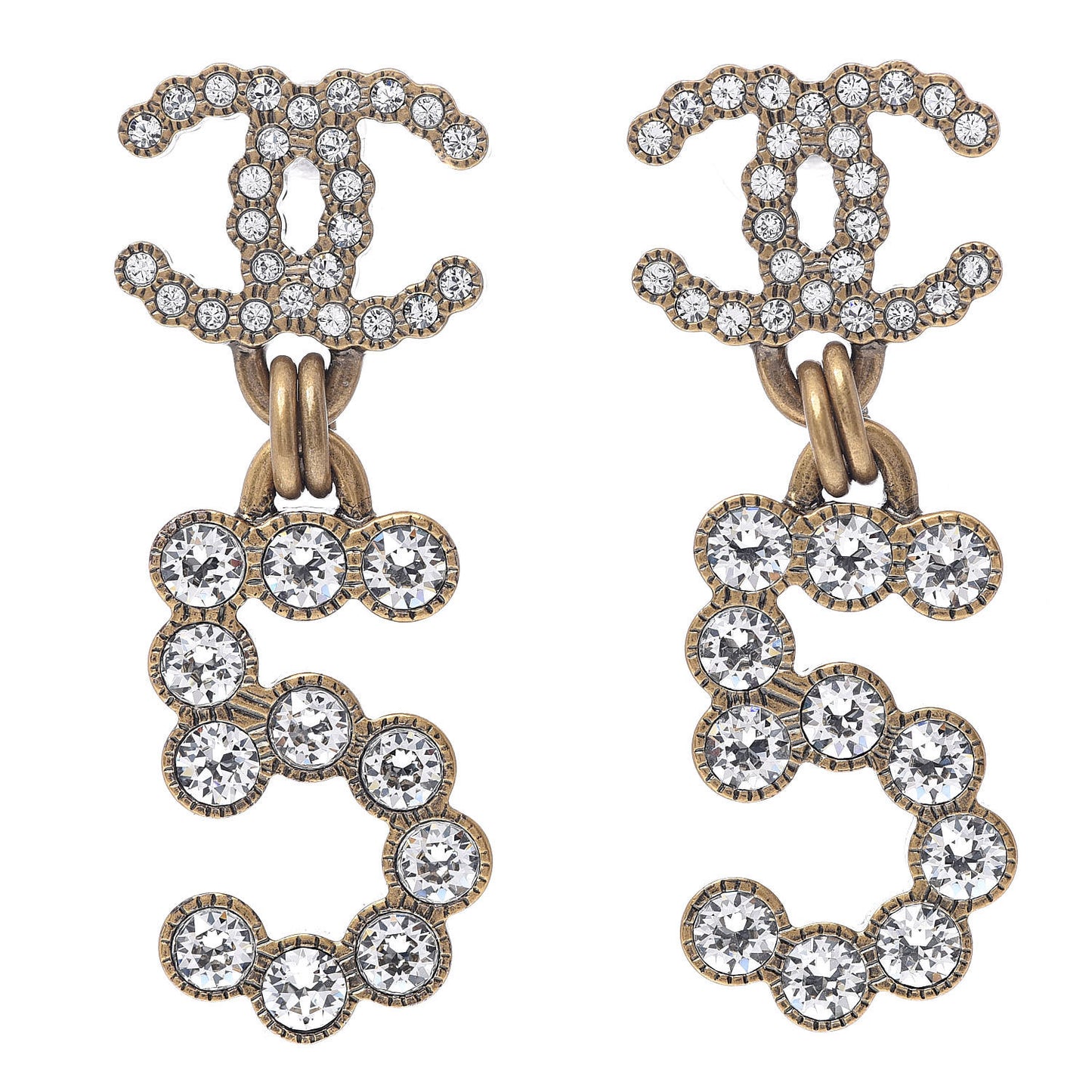 Metal Crystal City of Lights No 5 Drop Earrings Gold
