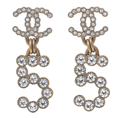 Chanel Metal Crystal City of Lights No 5 Drop Earrings Gold 1 of 5