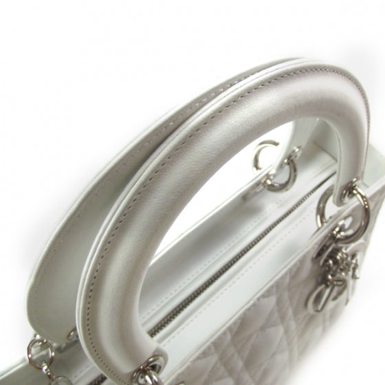Lambskin Cannage Medium Lady Dior White