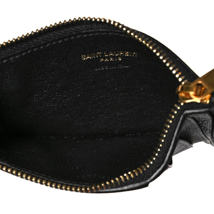 Saint Laurent Grained Calfskin Monogram 5 Fragments Zip Pouch Card Holder Black 5 of 7