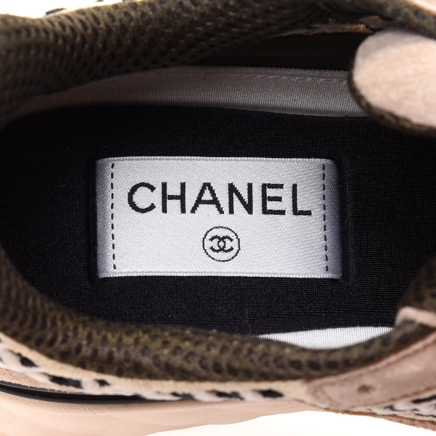 Suede Calfskin Embroidered CC Sneakers 38 Beige Black