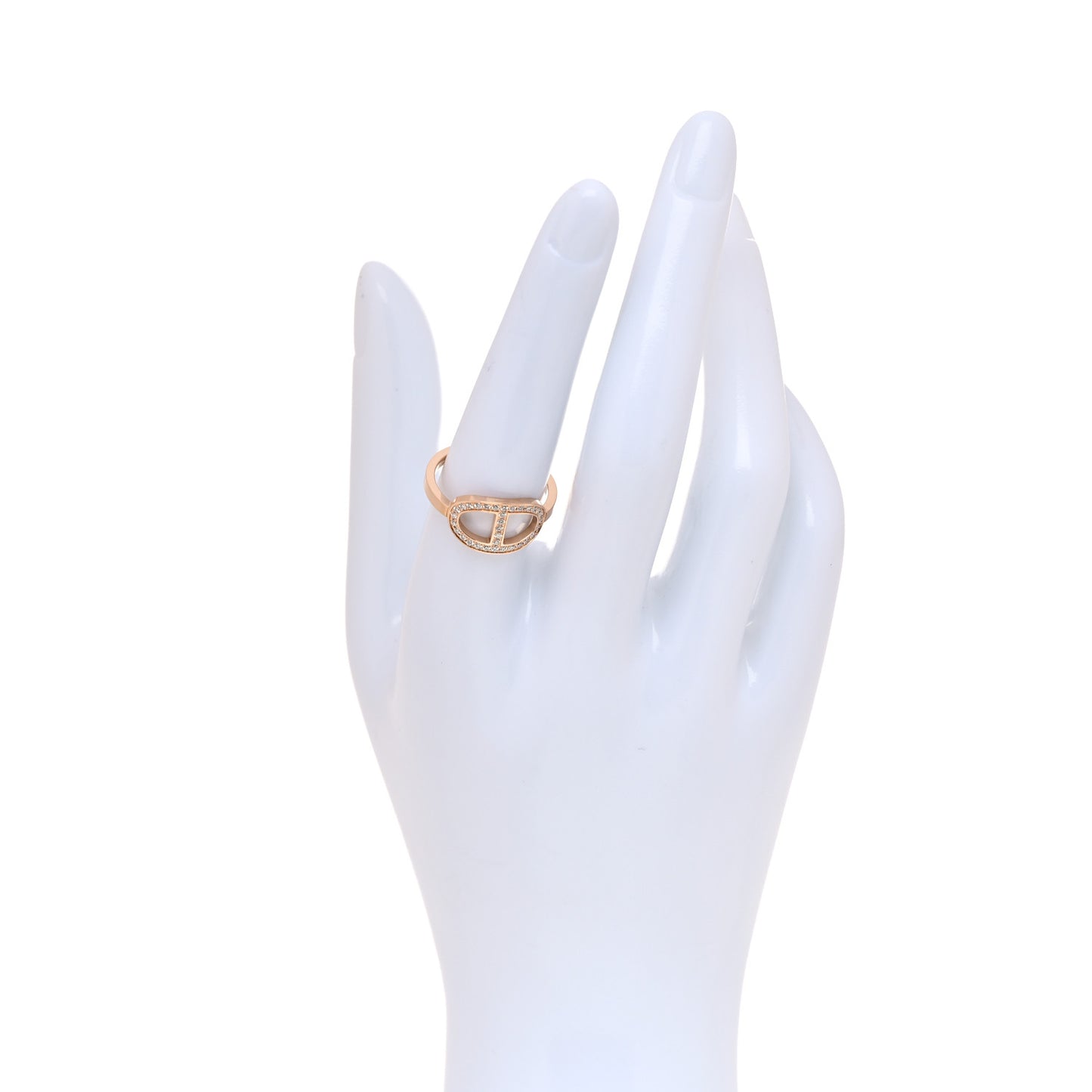 18K Rose Gold Diamond MM Chaine d'Ancre Contour Ring 55 7.25