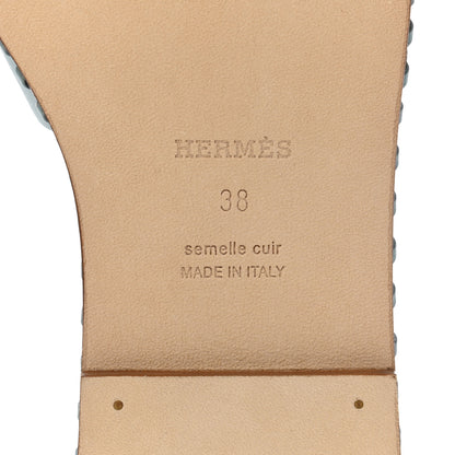 Hermes Box Calfskin Braided Oran Sandals 38 Vert D'Eau 6 of 9