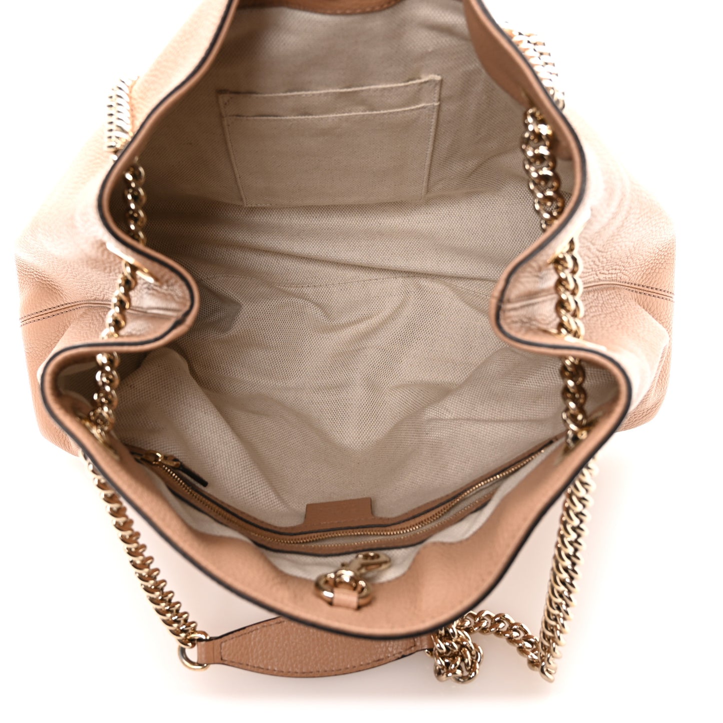 Pebbled Calfskin Medium Soho Chain Shoulder Bag Camelia