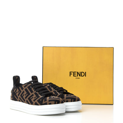 Fendi Fabric FF Micro-Perforated Rise Low Top Sneakers 36 Tobacco Black 10 of 10