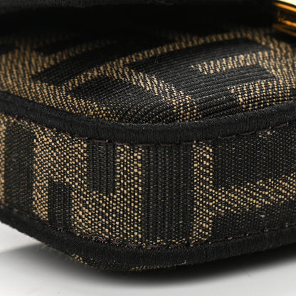Fendi Fabric Jacquard FF 1974 Nano Baguette Charm Tobacco Moro Black 9 of 12
