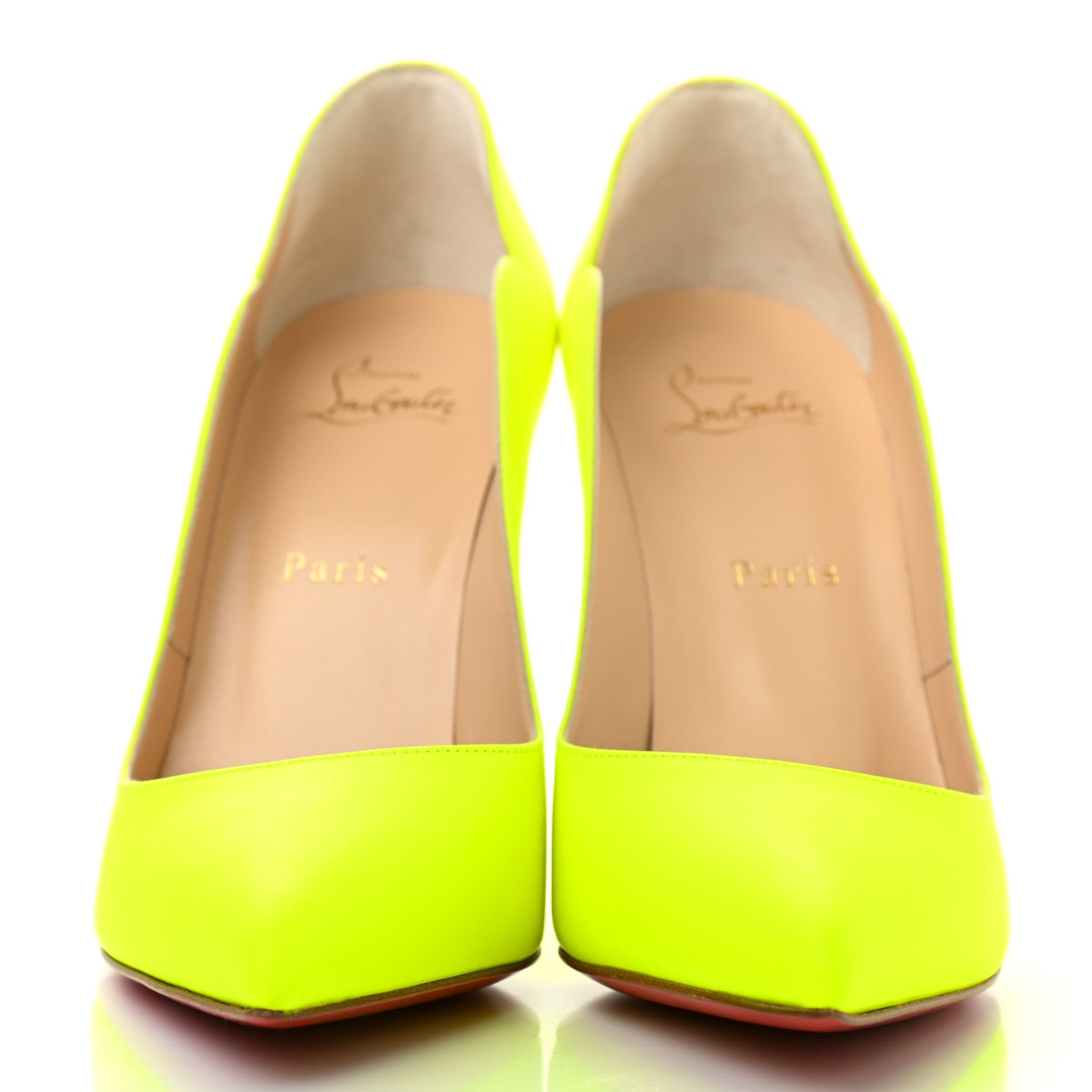 Christian Louboutin Calfskin Hot Chick 100 Pumps 38.5 Fluo 2 of 7