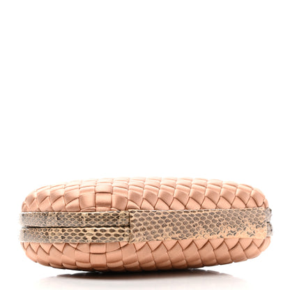 Bottega Veneta Satin Intreccio Impero Ayers Knot Clutch Flamingo 3 of 5