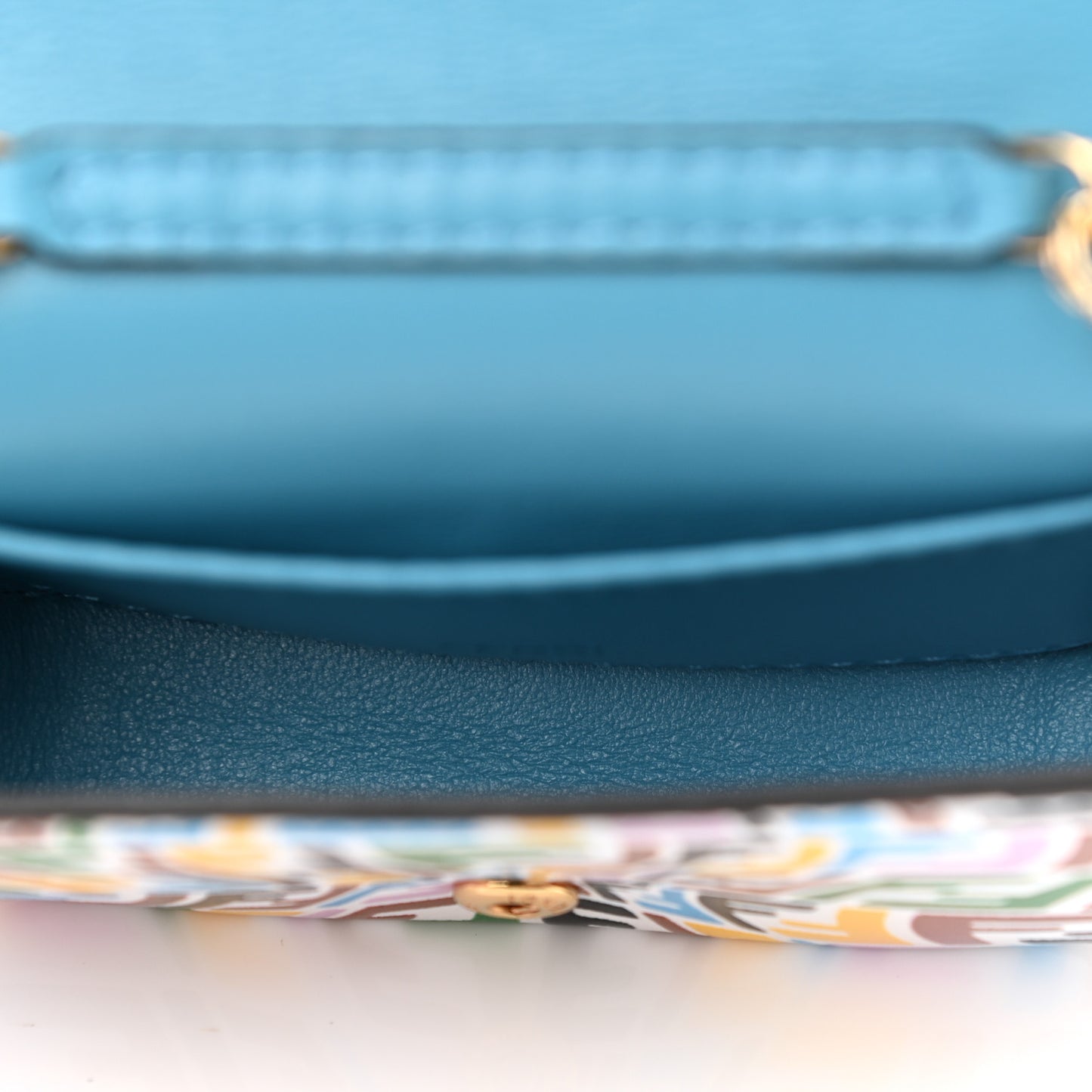 X SARAH COLEMAN Vitello Liberty Ceylon Micro FF Fish Eye Embossed Nano Baguette Charm Multicolor Cyber Blue