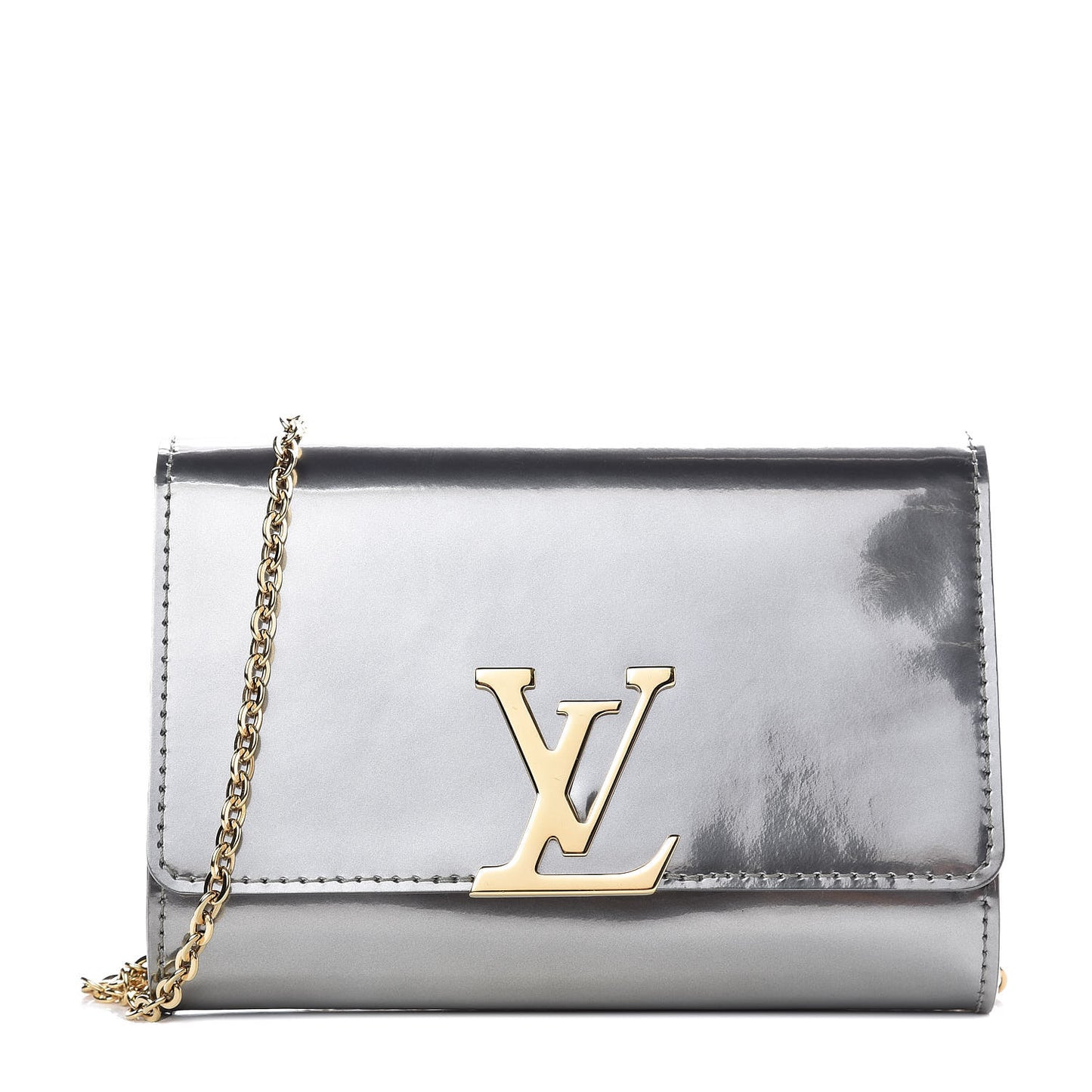 Patent Louise PM Chain Clutch Gris Metal
