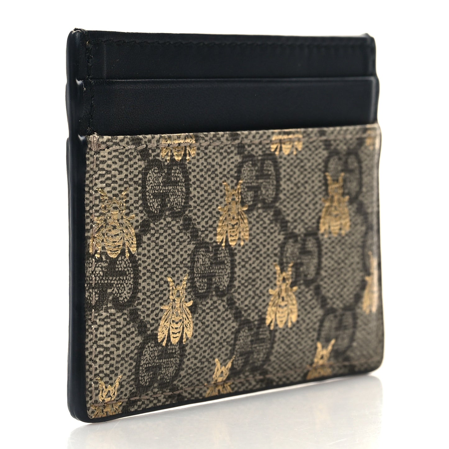 GG Supreme Monogram Bees Card Holder Black