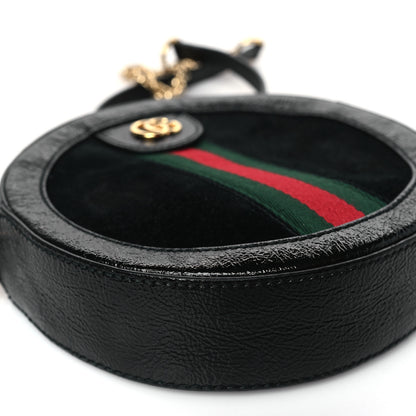 Gucci Suede Patent Web Mini Ophidia Round Shoulder Bag Black 8 of 9