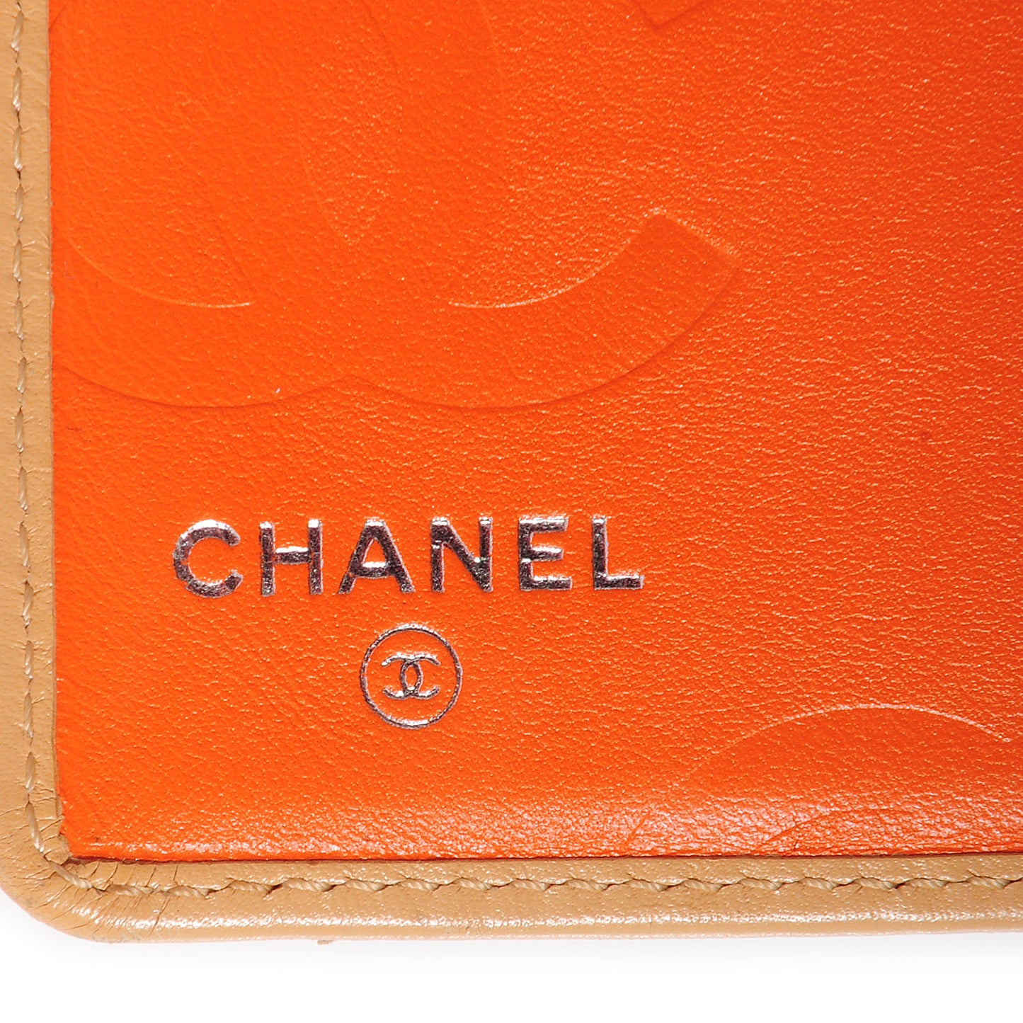 Calfskin Quilted Cambon Yen Wallet Beige