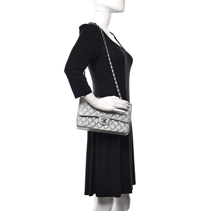 Chanel Glittered Metallic Caviar Quilted Medium Double Flap Silver 2 of 9