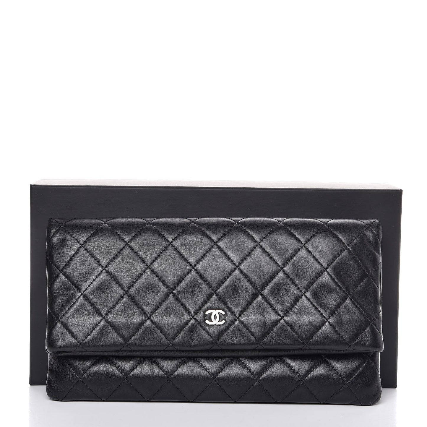 Lambskin Quilted CC Beauty Clutch Black