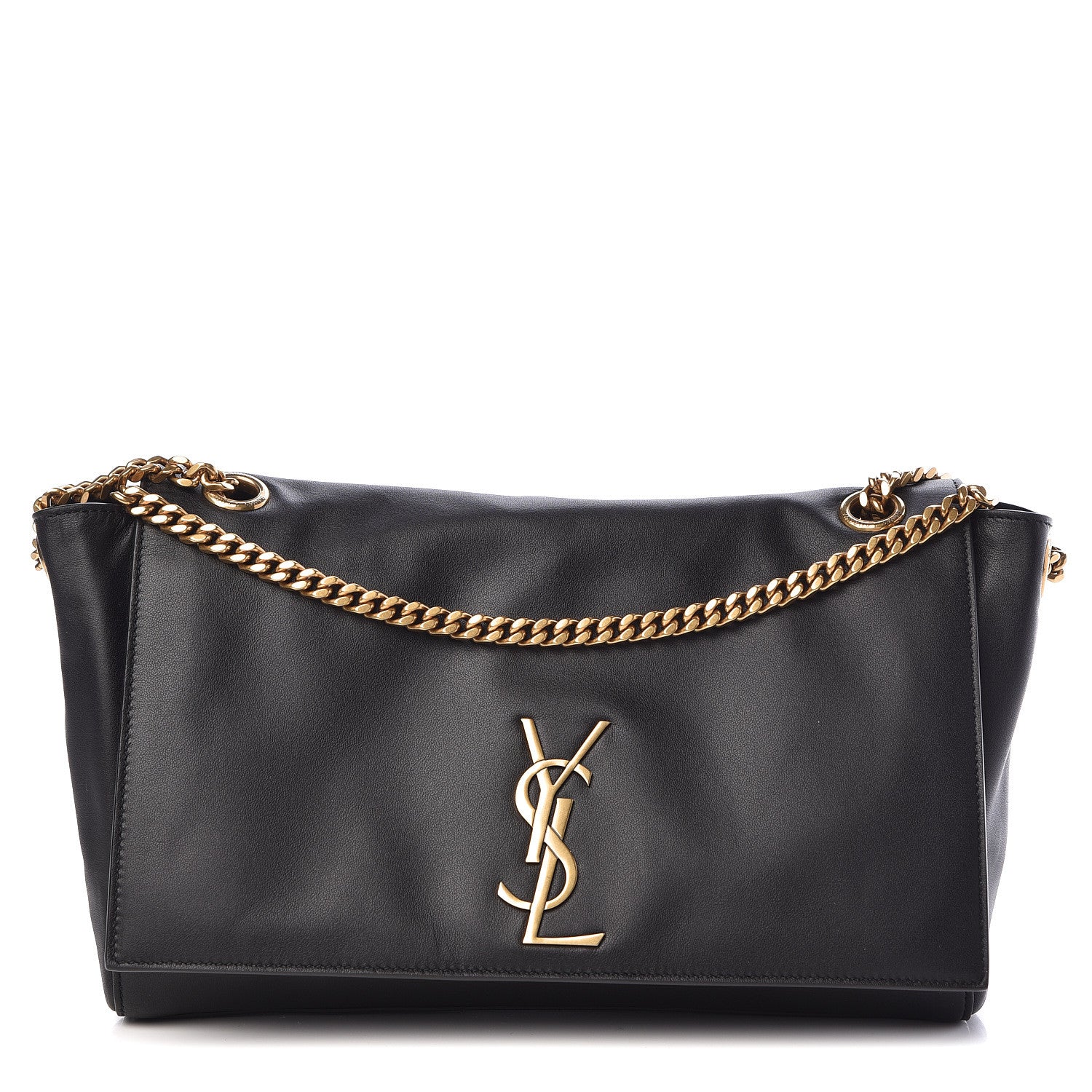 Saint Laurent Smooth Calfskin Suede Medium Reversible Monogram Kate Satchel Black 4 of 19